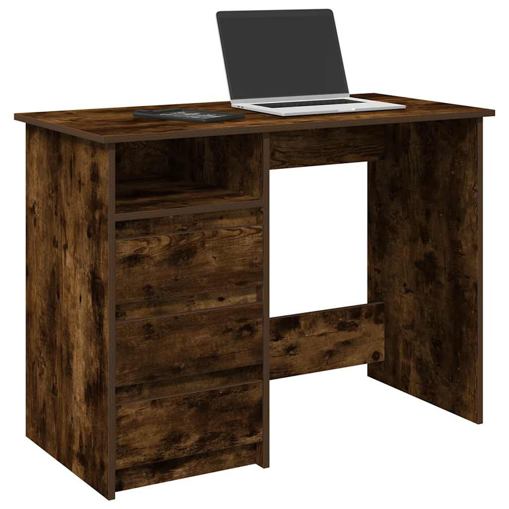 vidaXL Schreibtisch Räuchereiche 102x50x75 cm Holzwerkstoff