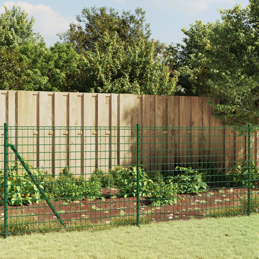 vidaXL Maschendrahtzaun mit Bodenhülsen Grün 1,1x25 m