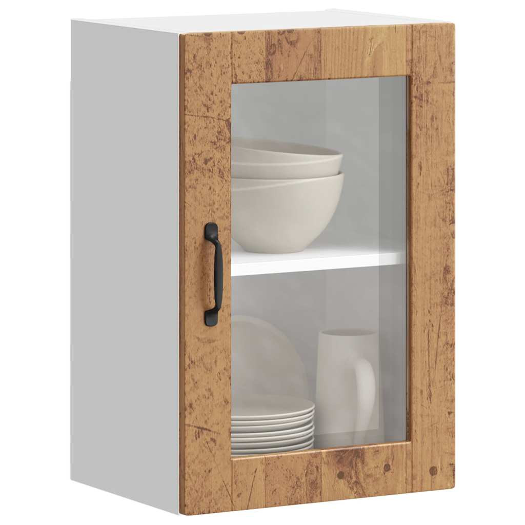 vidaXL Küchen-Hängeschrank mit Glastür Porto Altholz-Optik