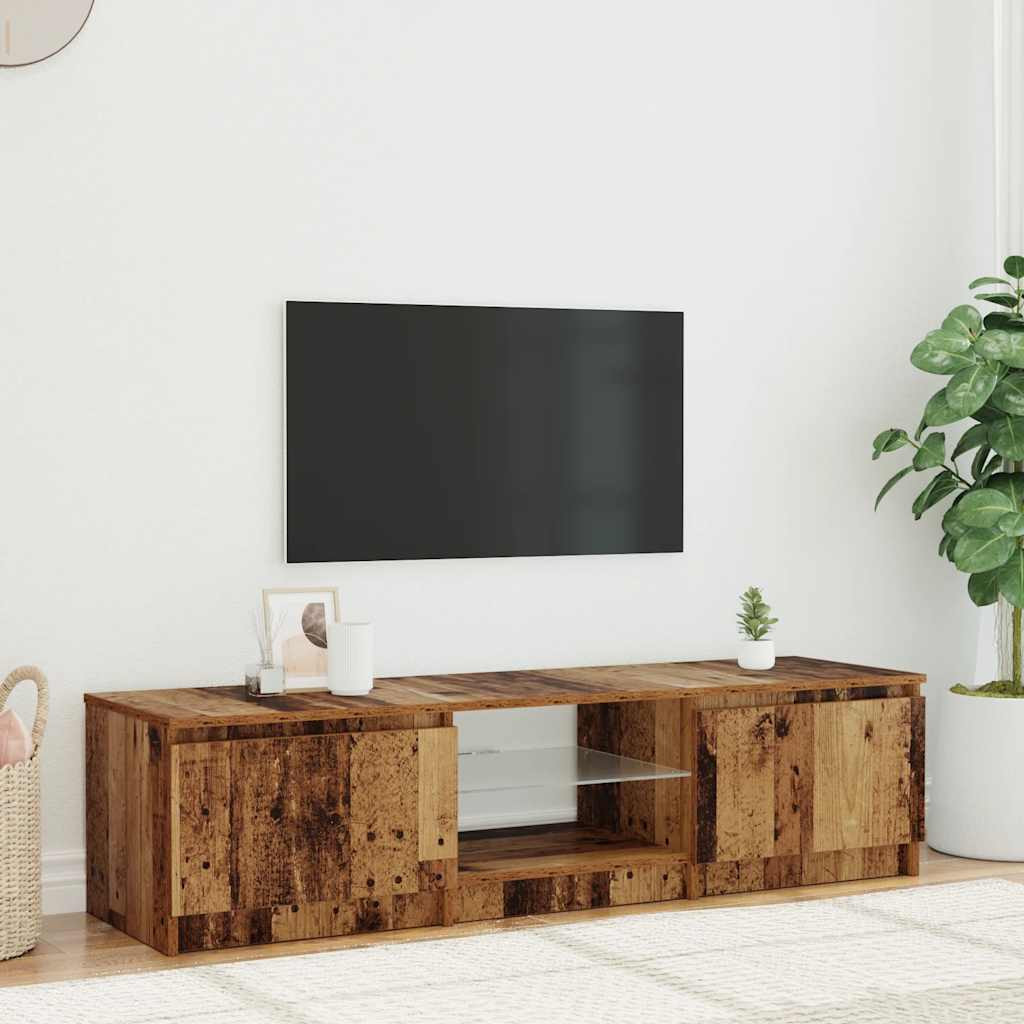 vidaXL TV-Schrank mit LED-Leuchten Altholz-Optik 140x40x36 cm