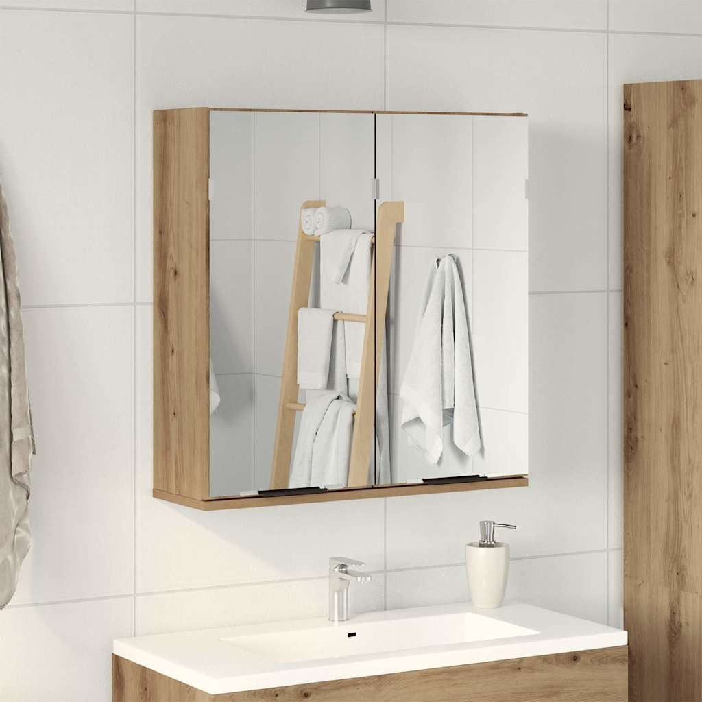 vidaXL Bad-Spiegelschrank Artisan-Eiche 64x20x66,5 cm Holzwerkstoff