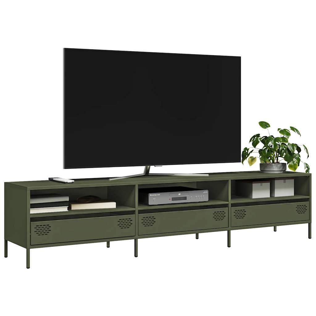 vidaXL TV-Schrank Olivgrün 202x39x43,5 cm Kaltgewalzter Stahl