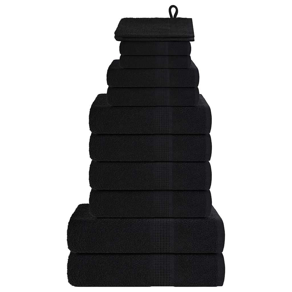 vidaXL 12-tlg. Handtuch-Set FROGN Schwarz 360 g/m²