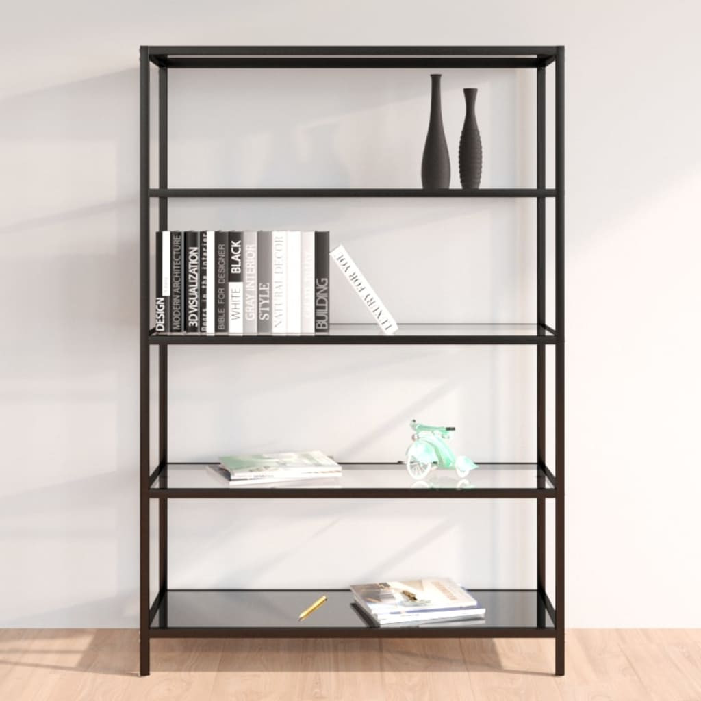 vidaXL Regal Schwarz und Transparent 100x36x168 cm Gehärtetes Glas
