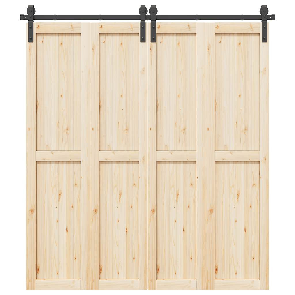 vidaXL Schiebetürbeschlag-Set 200 cm Stahl Schwarz