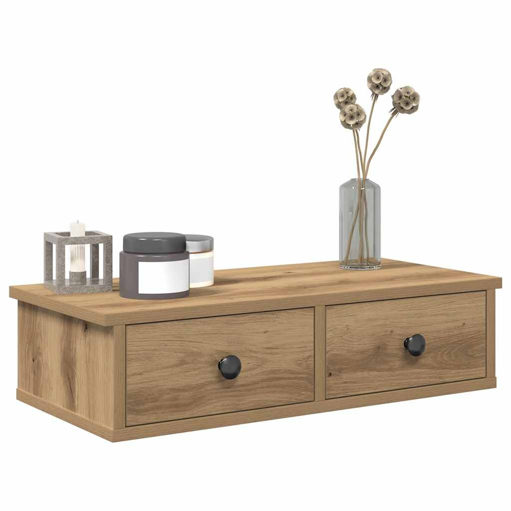 vidaXL Wandregal mit Schubladen Artisan-Eiche 60x28x15cm Holzwerkstoff