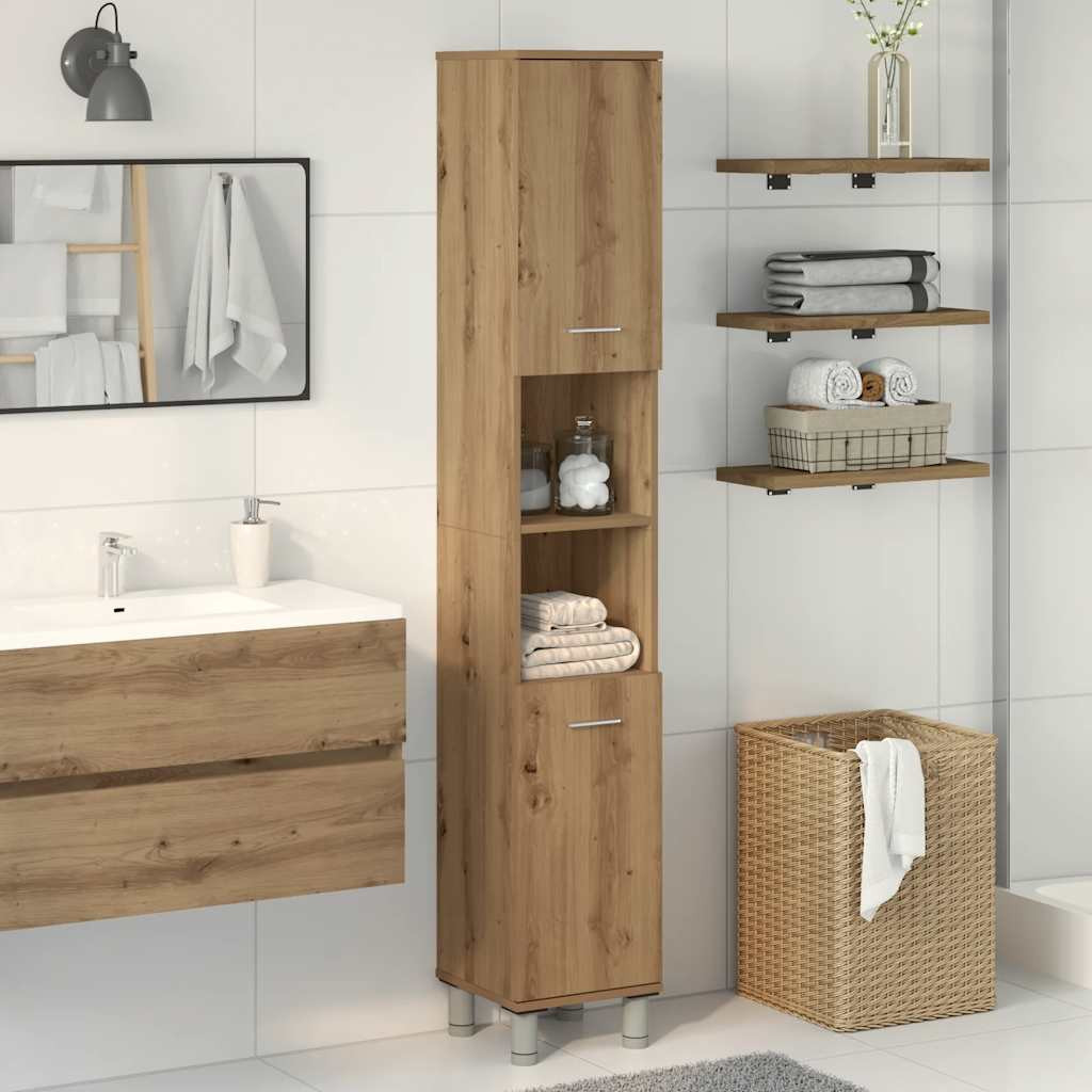 vidaXL Badschrank Artisan-Eiche 30x30x179 cm Holzwerkstoff
