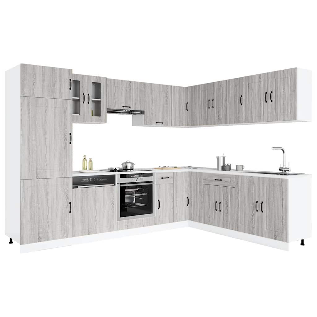 vidaXL 14-tlg. Küchenschrank-Set Kalmar Grau Sonoma Holzwerkstoff