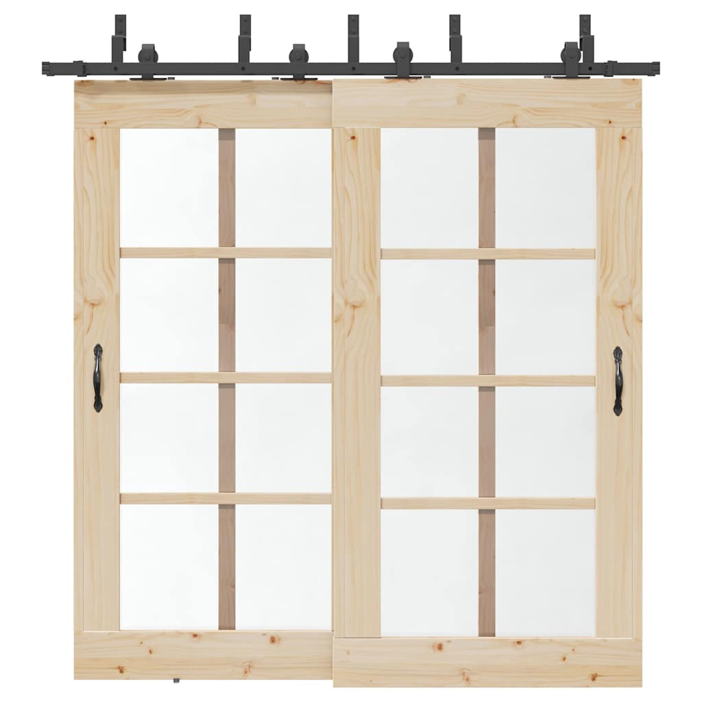 vidaXL Schiebetürbeschlag-Set 213,5 cm Stahl Schwarz