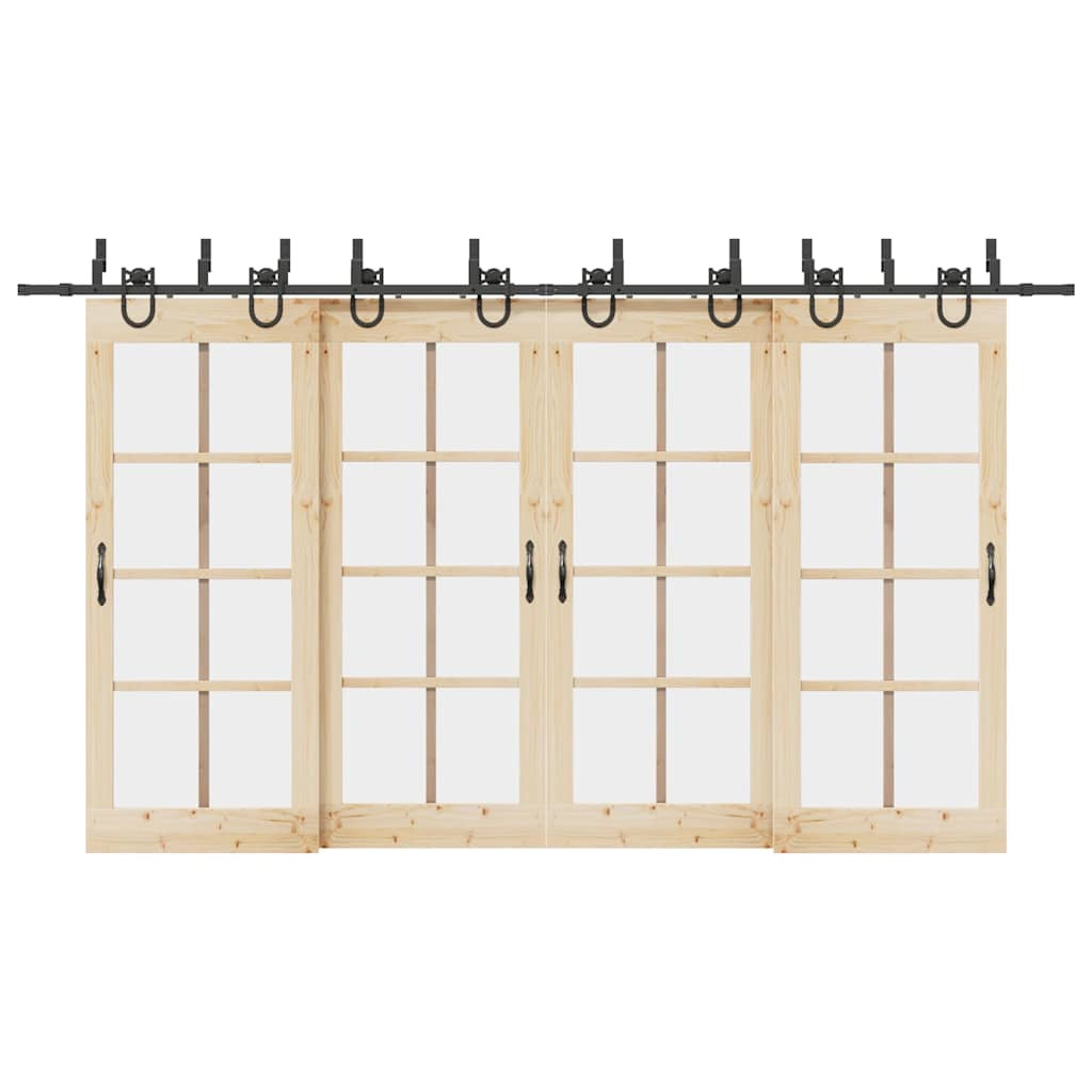 vidaXL Schiebetürbeschlag-Set 400 cm Stahl Schwarz