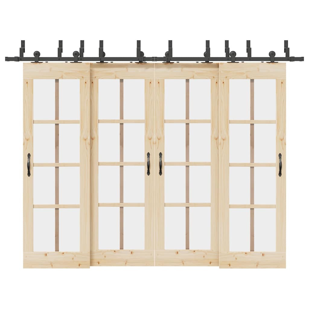vidaXL Schiebetürbeschlag-Set 305 cm Stahl Schwarz