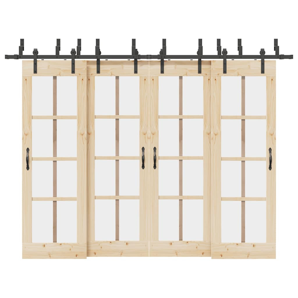 vidaXL Schiebetürbeschlag-Set 305 cm Stahl Schwarz