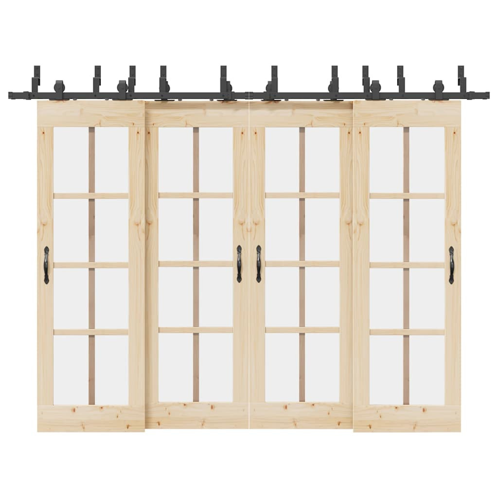 vidaXL Schiebetürbeschlag-Set 305 cm Stahl Schwarz