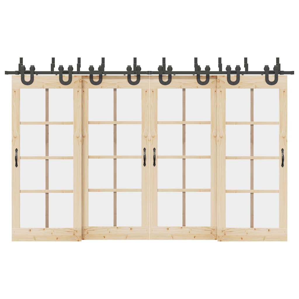 vidaXL Schiebetürbeschlag-Set 366 cm Stahl Schwarz