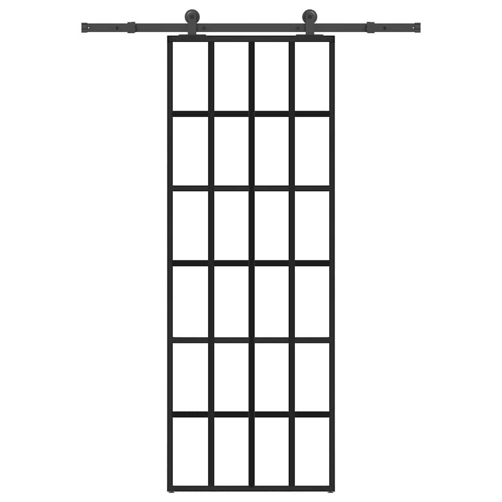 vidaXL Schiebetür mit Beschlag 76x205 cm ESG-Glas & Aluminium