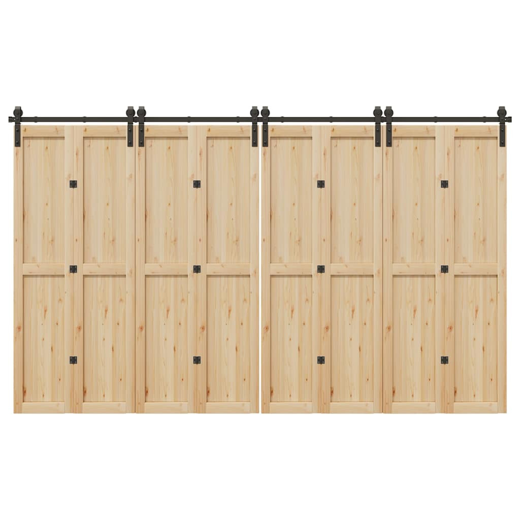 vidaXL Schiebetürbeschlag-Set 366 cm Stahl Schwarz