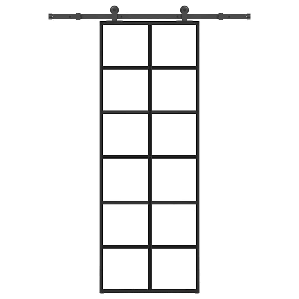 vidaXL Schiebetür mit Beschlag 76x205 cm ESG-Glas & Aluminium