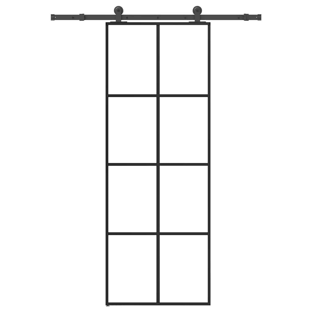 vidaXL Schiebetür mit Beschlag 76x205 cm ESG-Glas & Aluminium
