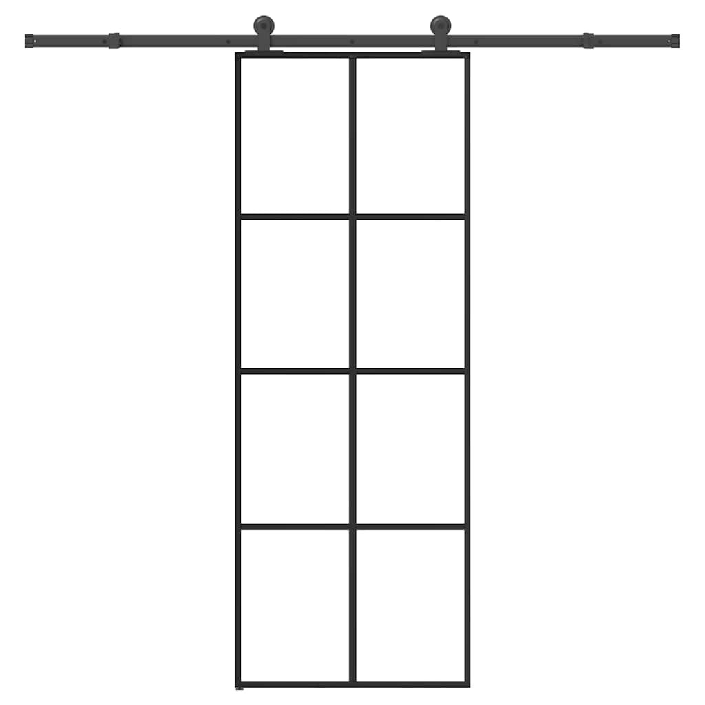 vidaXL Schiebetür mit Beschlag 76x205 cm ESG-Glas & Aluminium
