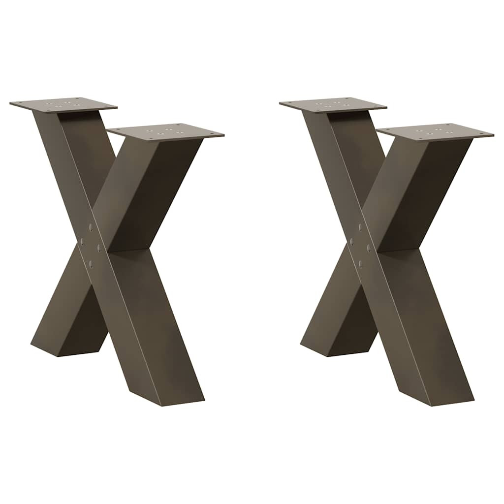 vidaXL Couchtischbeine X-Form 2 Stk. Naturstahl 60x(42-43) cm Stahl