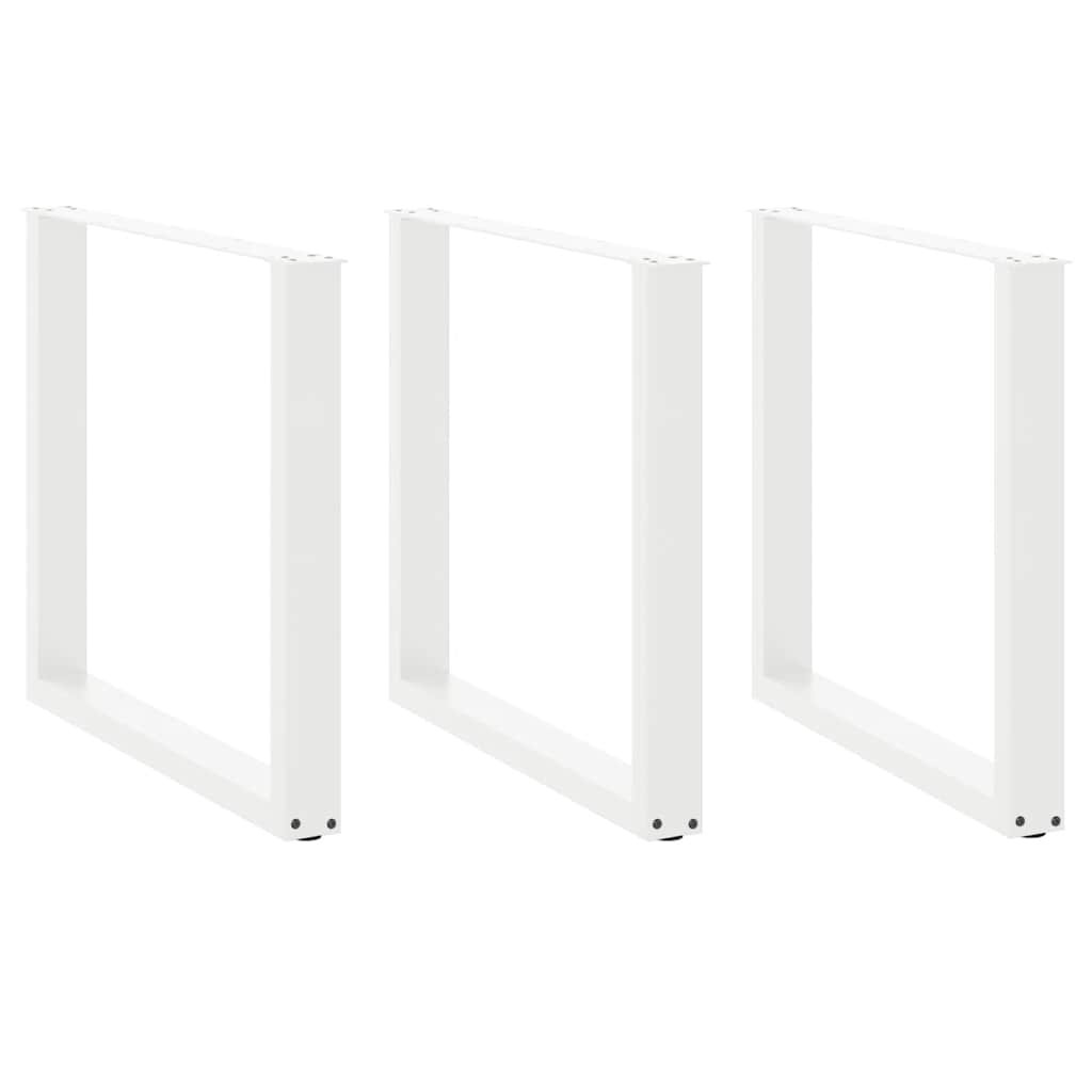 vidaXL Esstischbeine U-Form 3 Stk. Weiß 90x(72-73) cm Stahl