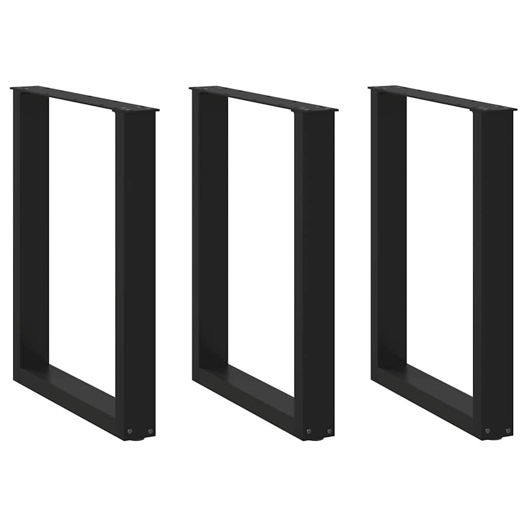 vidaXL Esstischbeine U-Form 3 Stk. Schwarz 70x(72-73) cm Stahl