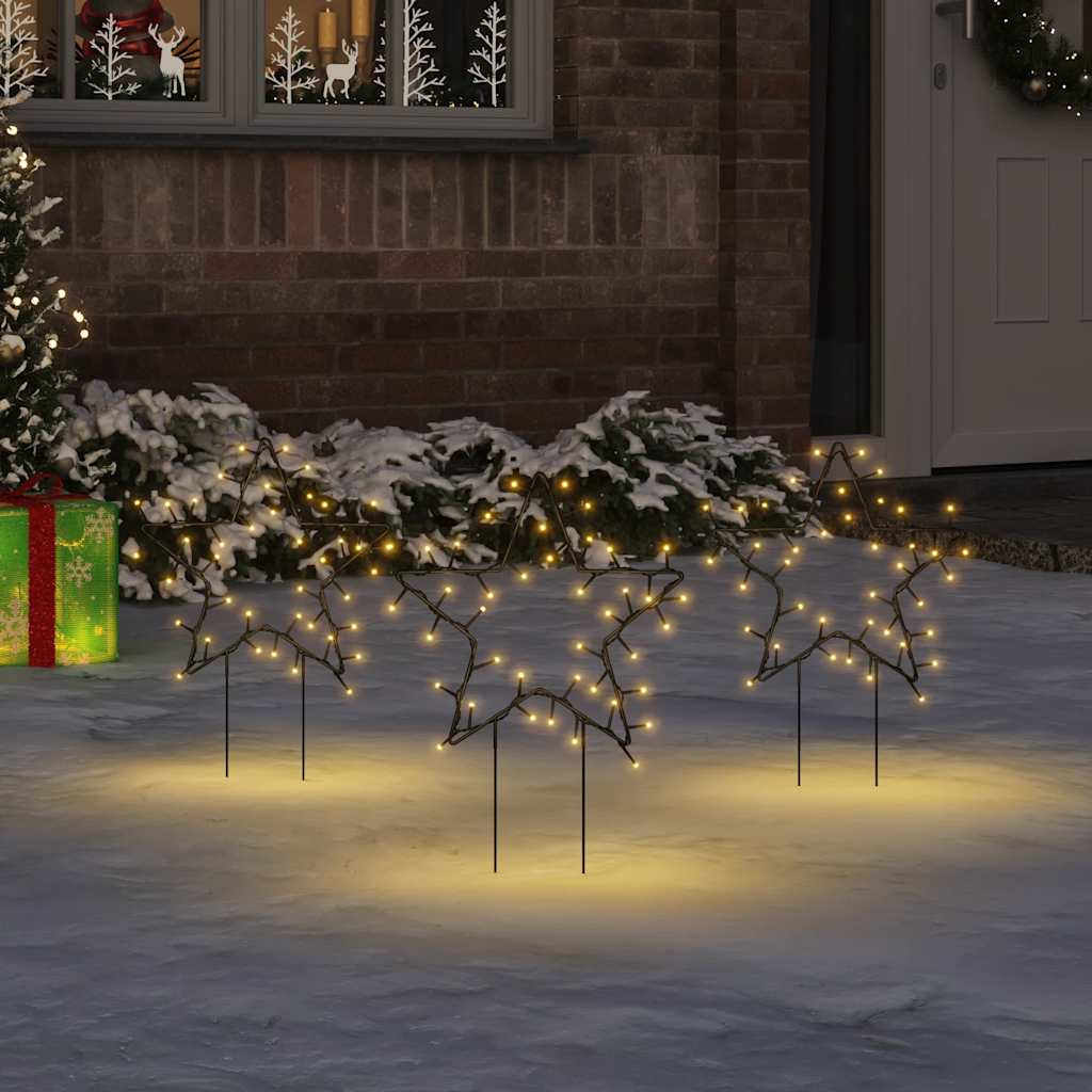 vidaXL Weihnachtssterne mit Erdspießen 3 Stk. 50 LEDs 29 cm