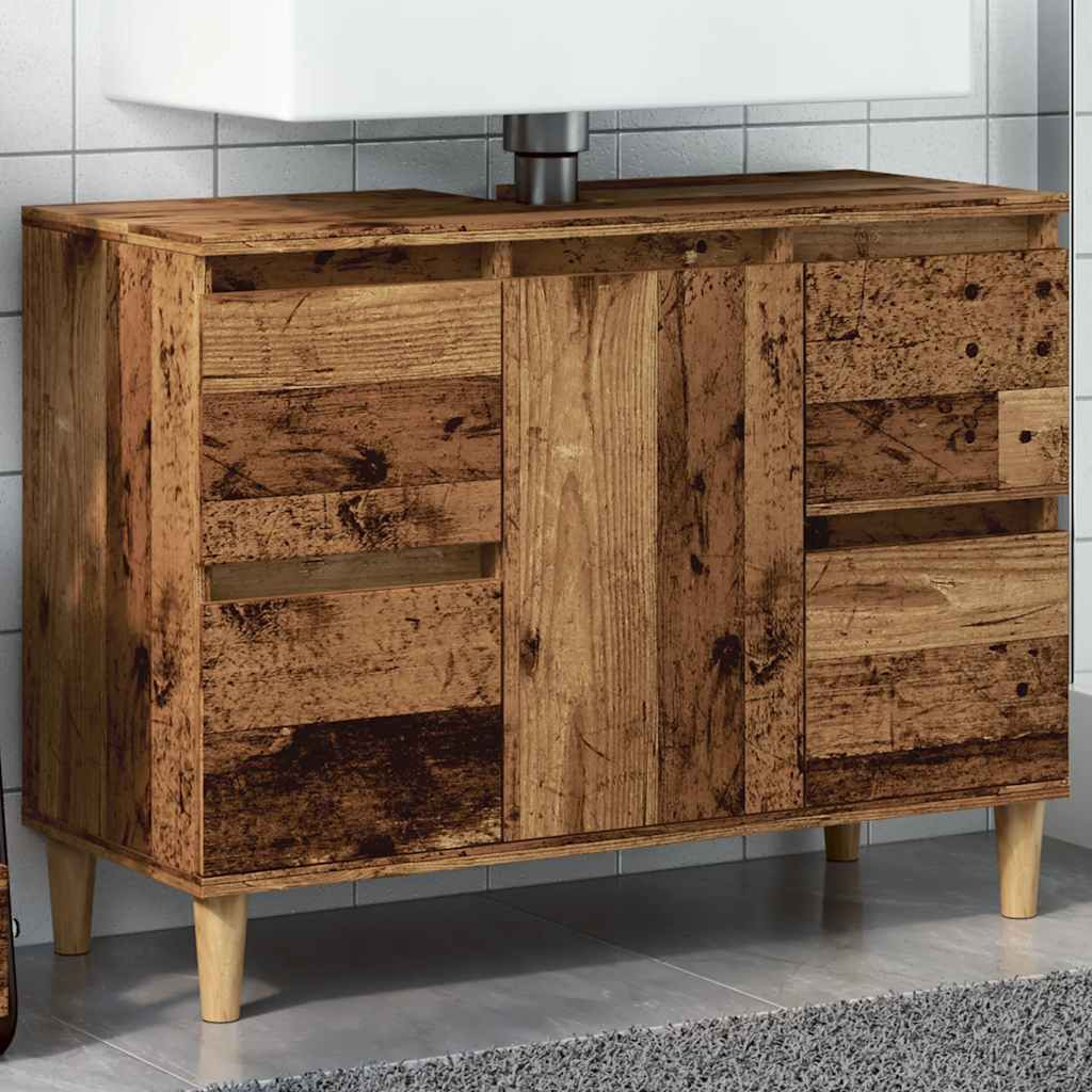 vidaXL Waschbeckenunterschrank Altholz-Optik 80x33x60 cm Holzwerkstoff