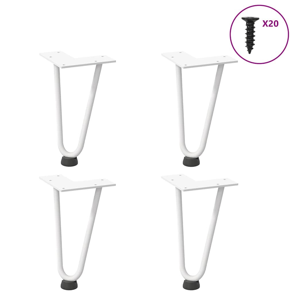 vidaXL Haarnadelbeine für Couchtisch 4 Stk. Weiß 20 cm Massivstahl