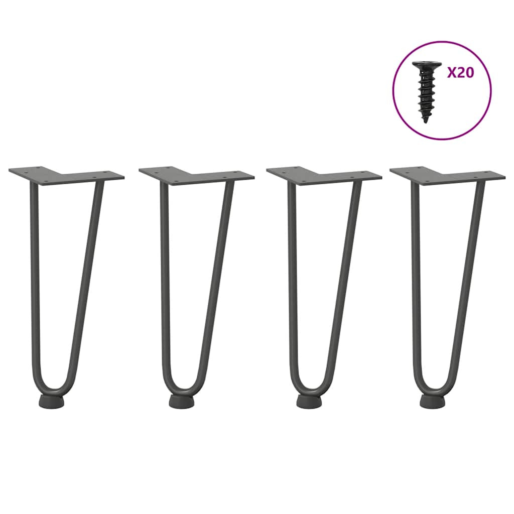vidaXL Haarnadelbeine für Couchtisch 4 Stk. Anthrazit 30 cm Massivstahl