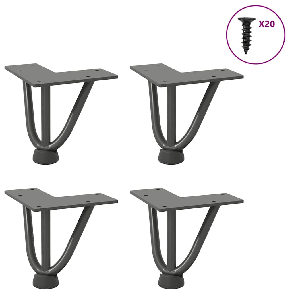 vidaXL Haarnadelbeine für Couchtisch 4 Stk. Anthrazit 10 cm Massivstahl