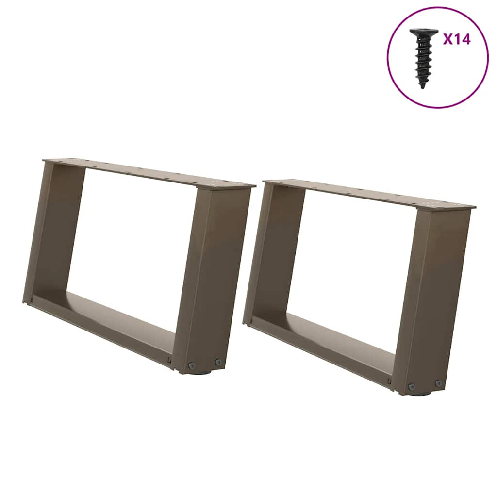 vidaXL Couchtischbeine U-Form 2 Stk. Naturstahl 70x(30-31) cm Stahl