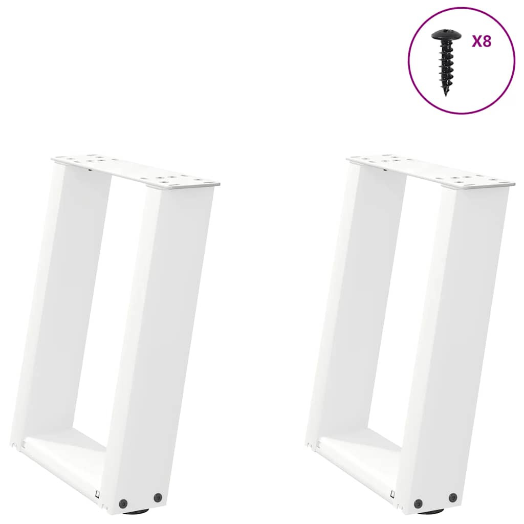 vidaXL Couchtischbeine U-Form 2 Stk. Weiß 28x(42-43) cm Stahl
