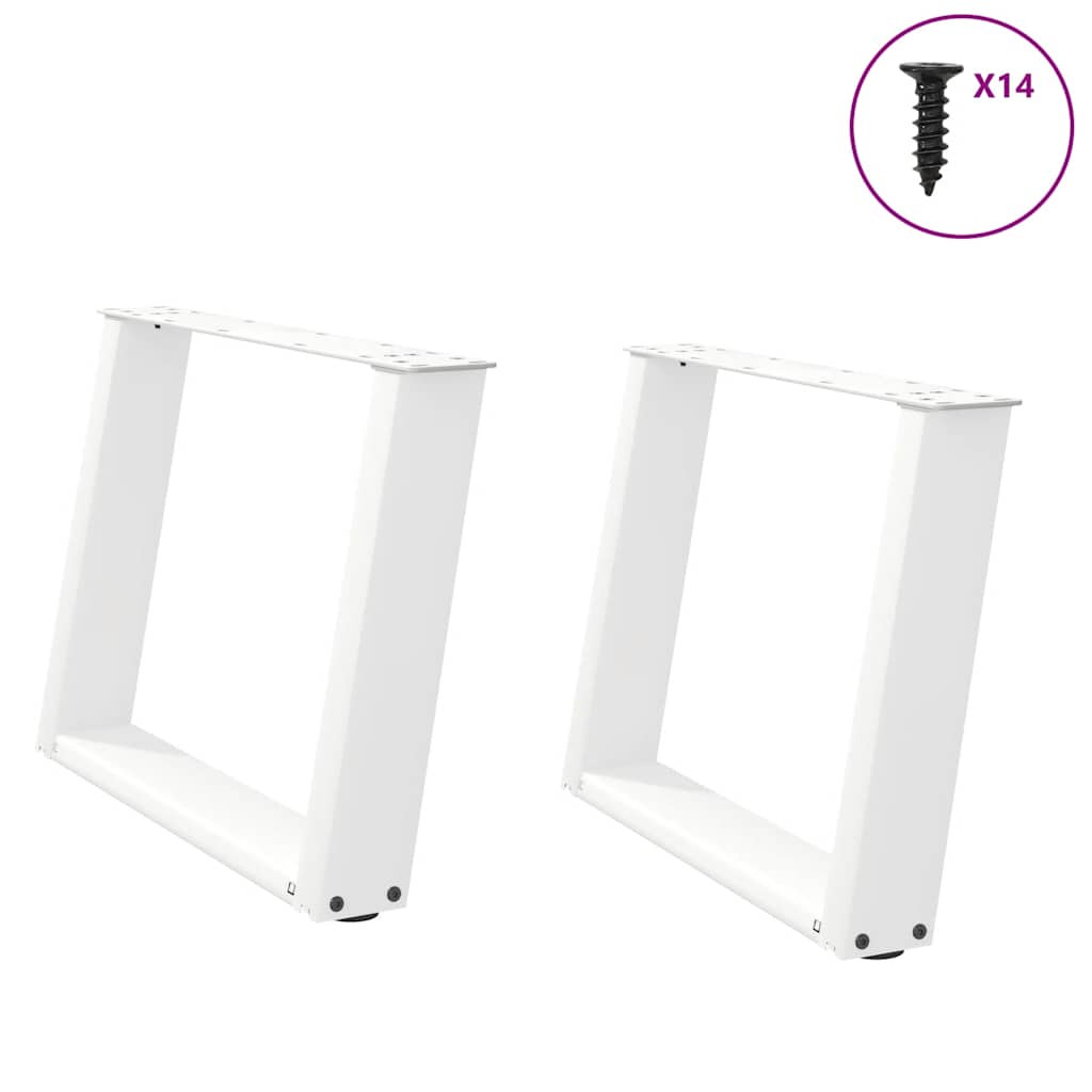 vidaXL Couchtischbeine U-Form 2 Stk. Weiß 60x(42-43) cm Stahl