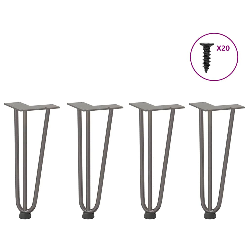 vidaXL Haarnadelbeine für Couchtisch 4 Stk. Naturstahl 30 cm Massivstahl