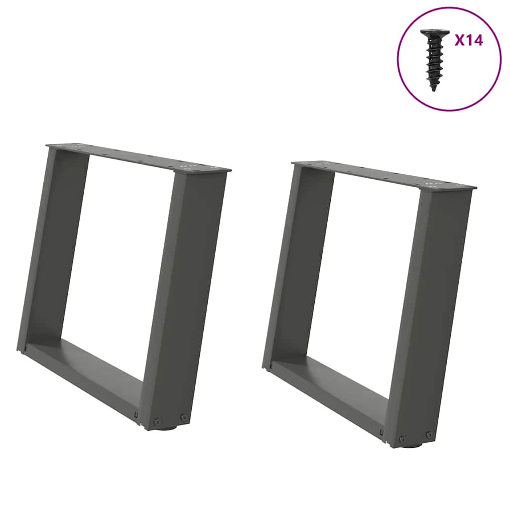 vidaXL Couchtischbeine U-Form 2 Stk. Anthrazit 70x(42-43) cm Stahl