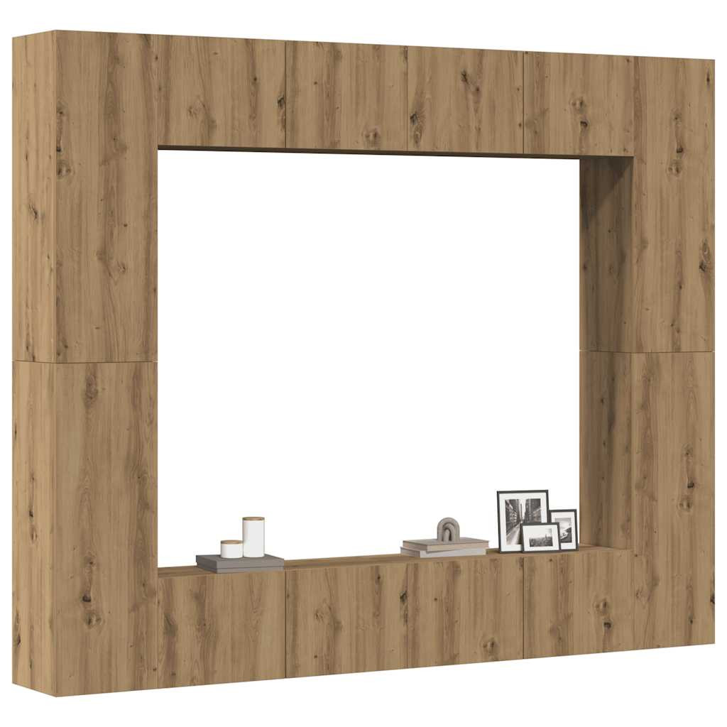 vidaXL 8-tlg. TV-Schrank-Set Wandmontage Artisan-Eiche Holzwerkstoff
