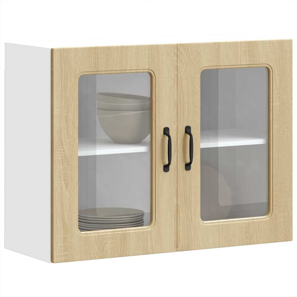 vidaXL Küchen-Hängeschrank mit Glastür Kalmar Sonoma-Eiche Holzwerkstoff