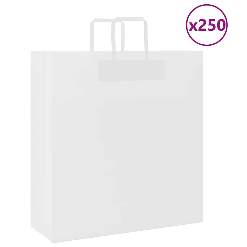 vidaXL Papiertragetaschen 250 Stk. mit Henkeln Weiß 45x17x48 cm
