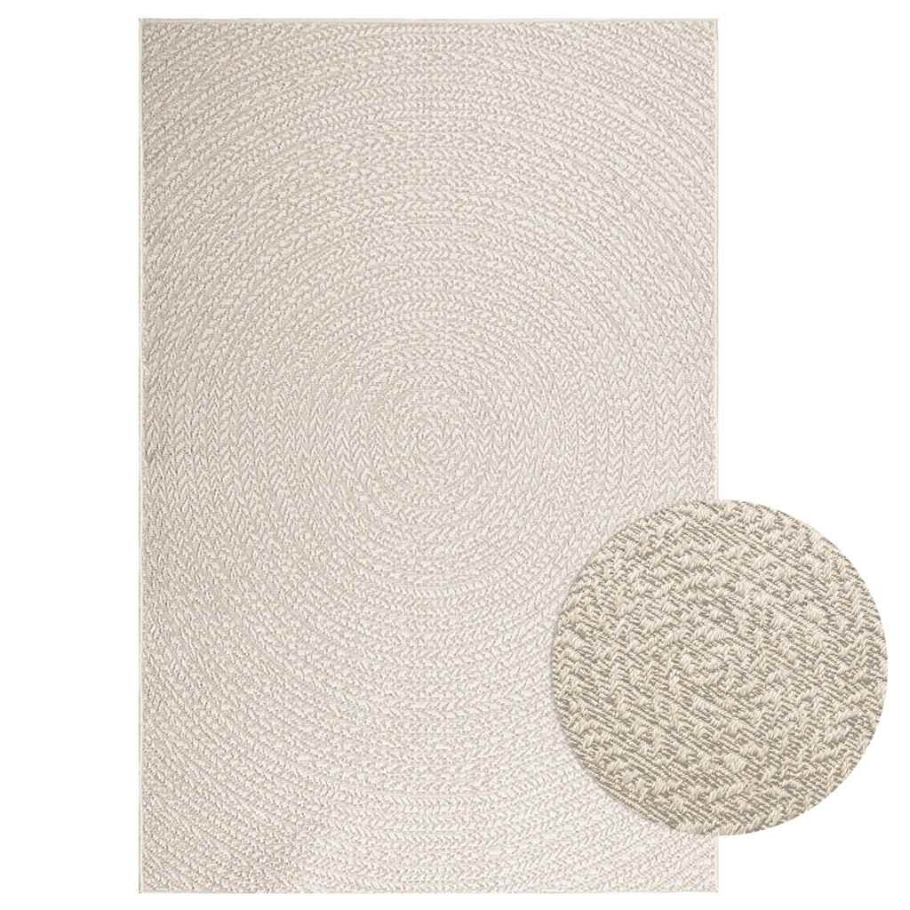 vidaXL Teppich ZIZUR Creme 140x200 cm Jute-Optik Indoor und Outdoor