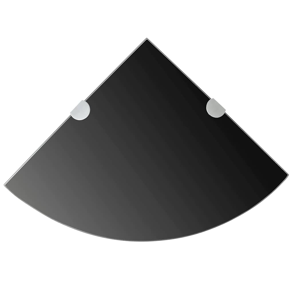 vidaXL Eckregale 2 Stk. mit Verchromten Halterungen Glas Schwarz