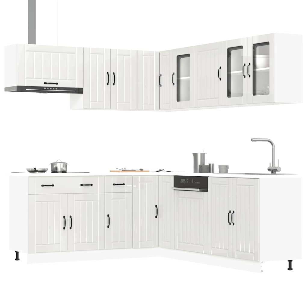 vidaXL 11-tlg. Küchenschrank-Set Lucca Hochglanz-Weiß Holzwerkstoff