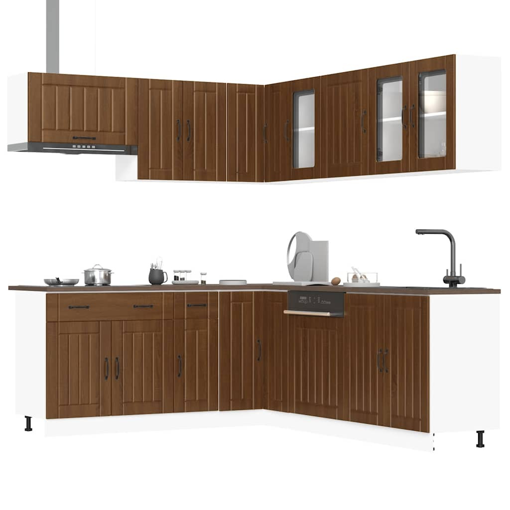vidaXL 11tlg. Küchenschrank-Set Lucca Braun Eichen-Optik Holzwerkstoff