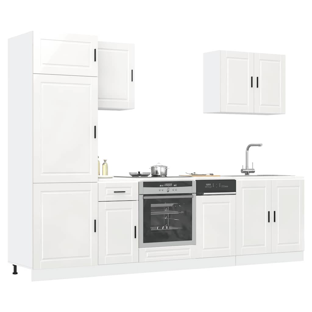 vidaXL 7-tlg. Küchenschrank-Set Porto Hochglanz-Weiß Holzwerkstoff