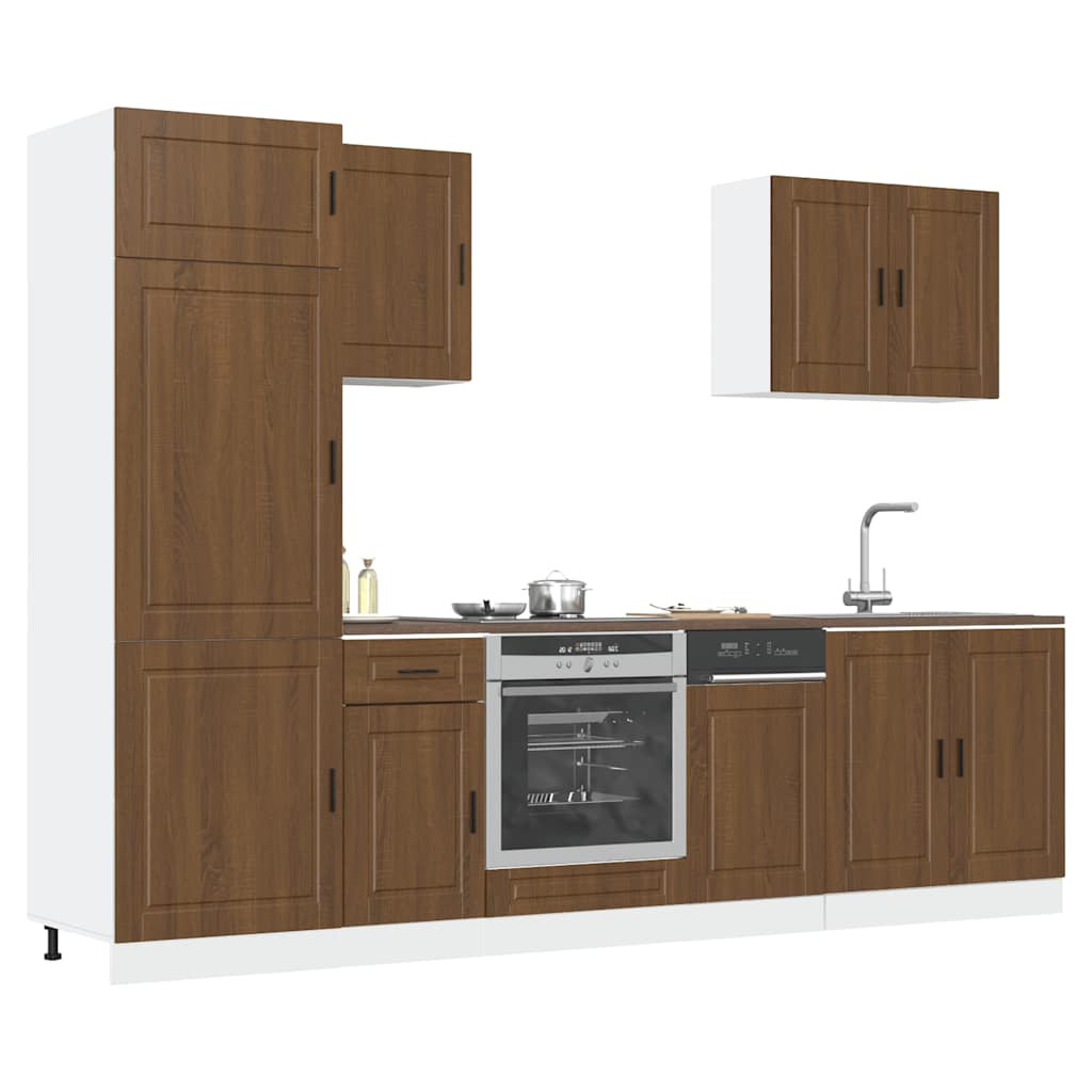 vidaXL 7-tlg. Küchenschrank-Set Porto Braun Eichen-Optik Holzwerkstoff