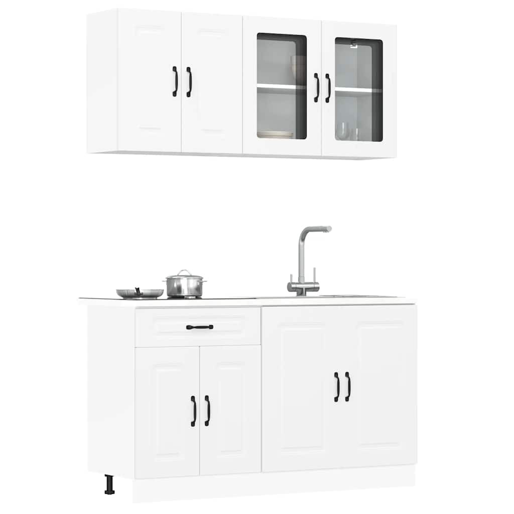 vidaXL 4-tlg. Küchenschrank-Set Kalmar Weiß Holzwerkstoff