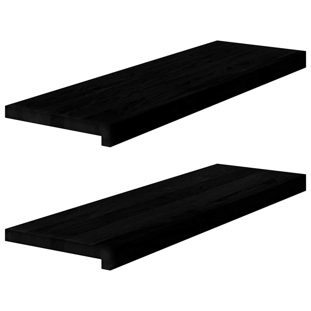 vidaXL Fensterbänke 2 Stk. Braun-Schwarz 80x30x2 cm Massivholz Eiche