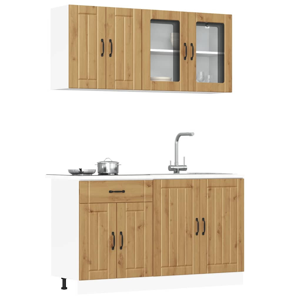 vidaXL 4-tlg. Küchenschrank-Set Kalmar Artisan-Eiche Holzwerkstoff