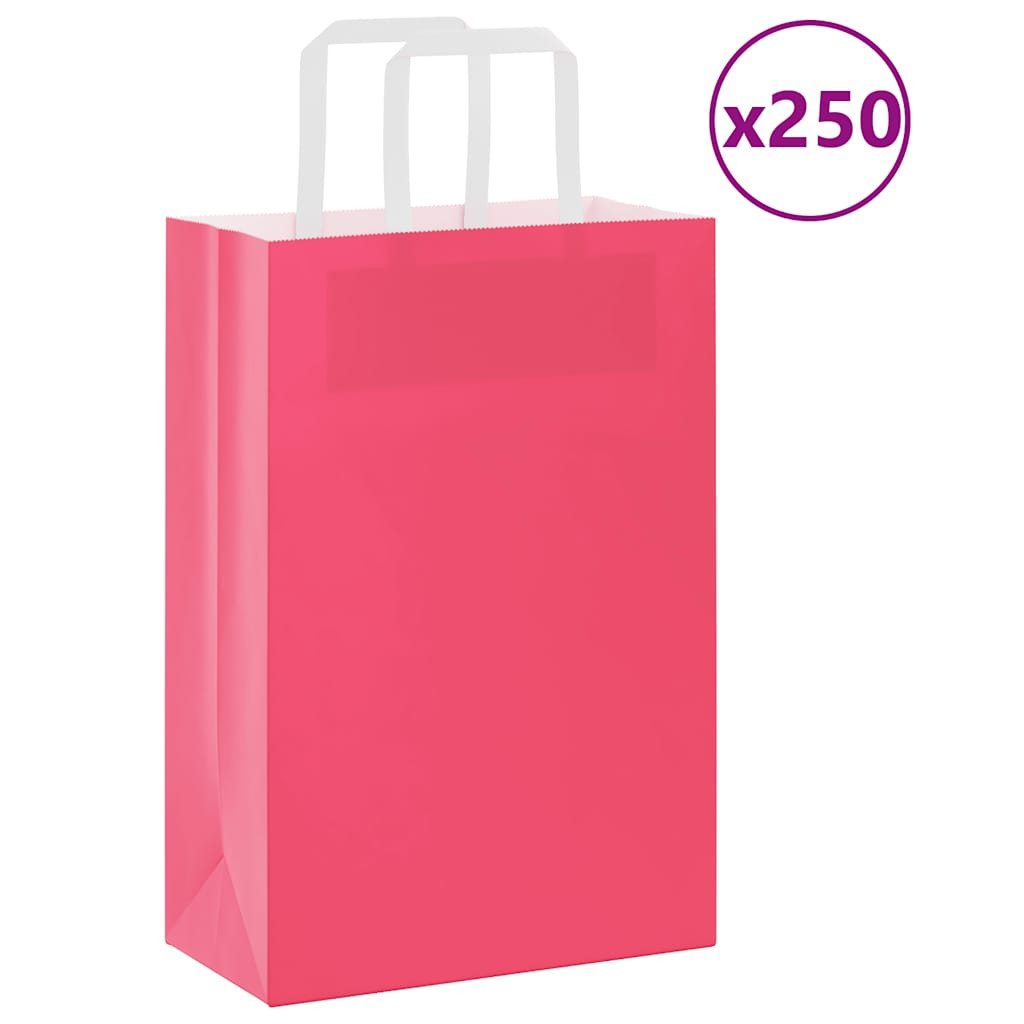 vidaXL Papiertragetaschen 250 Stk. mit Henkeln Rosa 21x11x31 cm