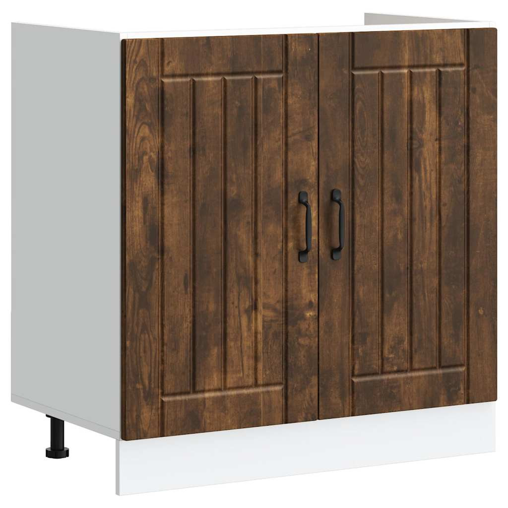 vidaXL Spülenunterschrank Lucca Räuchereiche Holzwerkstoff